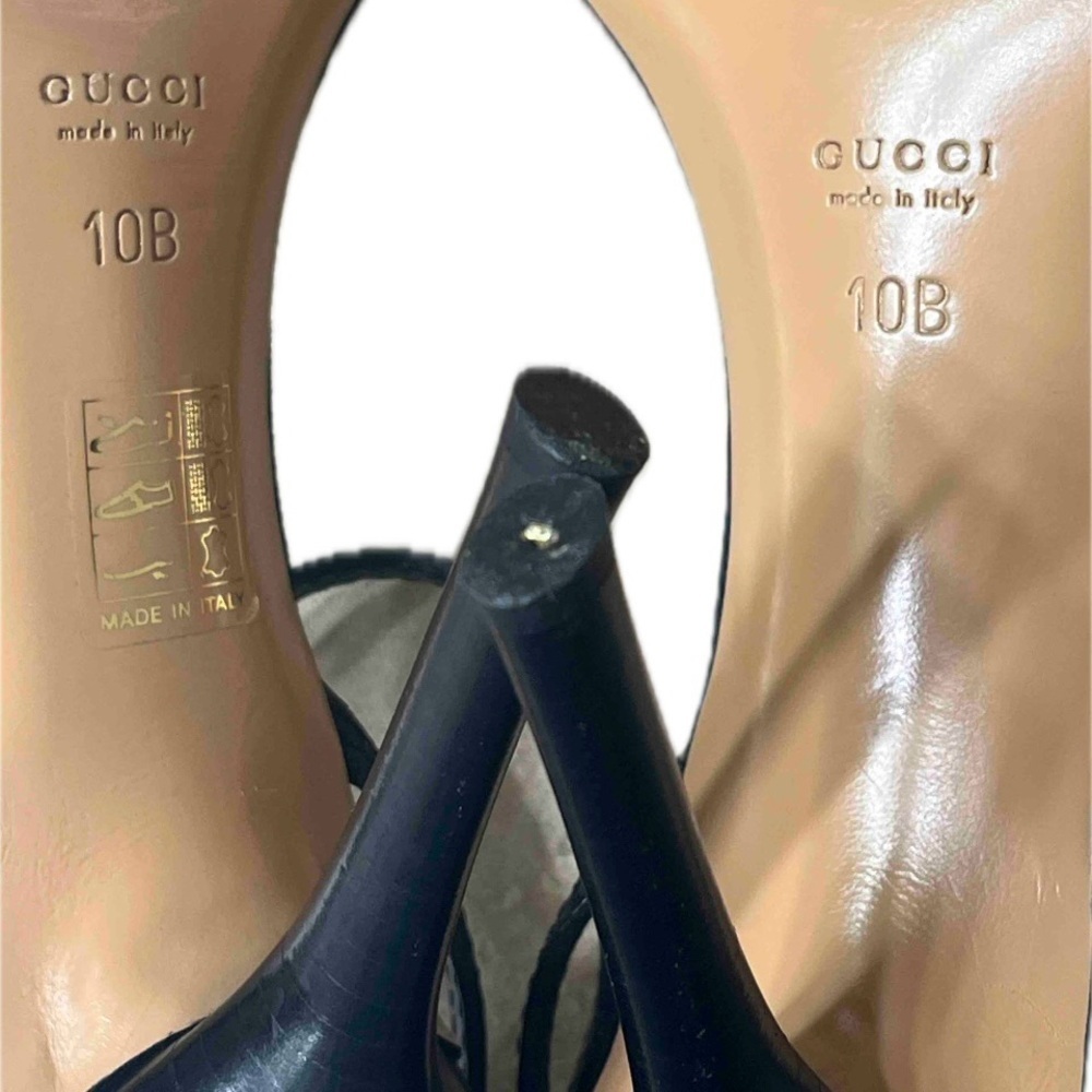 GUCCI GG & Black Leather And Web
Ankle Strap Sandals Size 10B - Picture 4 of 15